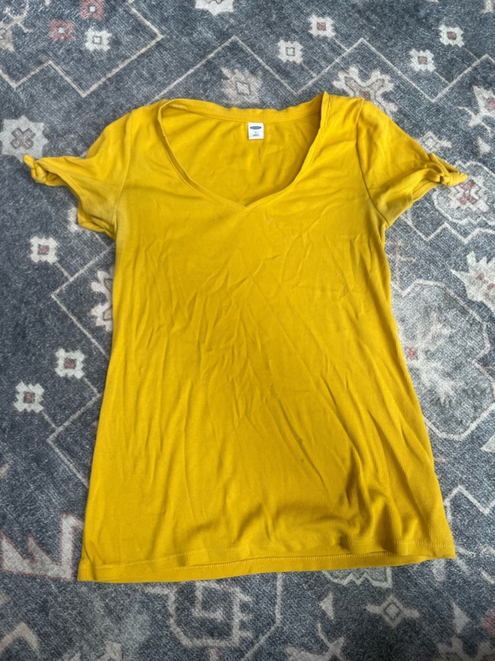 Old Navy Women's V-Neck Short Sleeve Top - Mustard